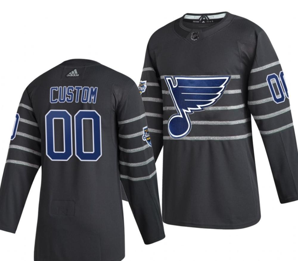 Mens 2020 All star Game St Louis Blues Custom Gray Jersey