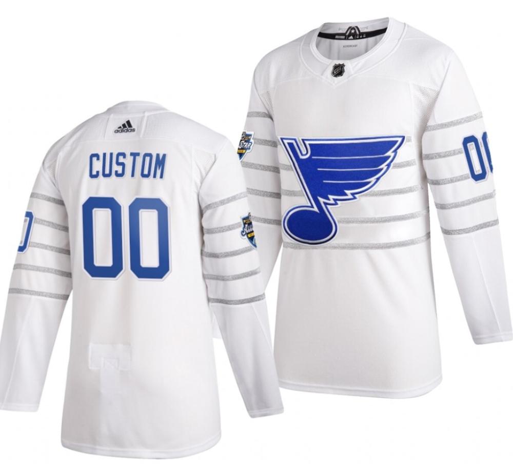 Mens 2020 All star Game St Louis Blues Custom White Jersey
