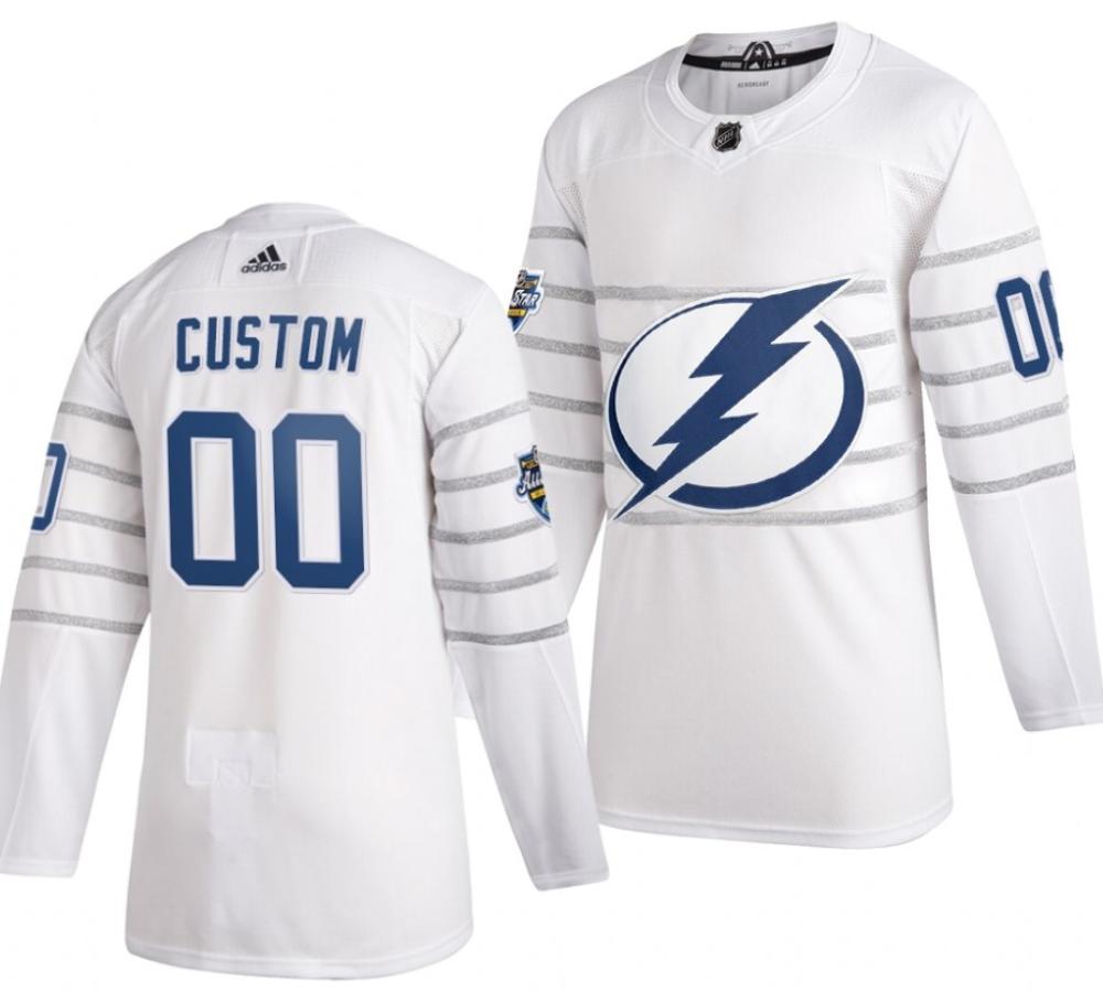 Mens 2020 All star Game Tampa Bay Lightning Custom White Jersey