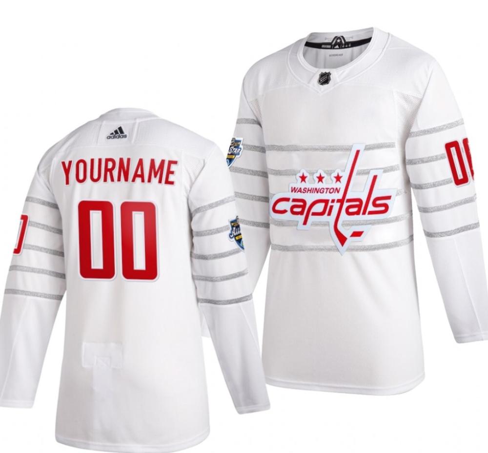 Mens 2020 All star Game Washington Capitals Custom White Jersey