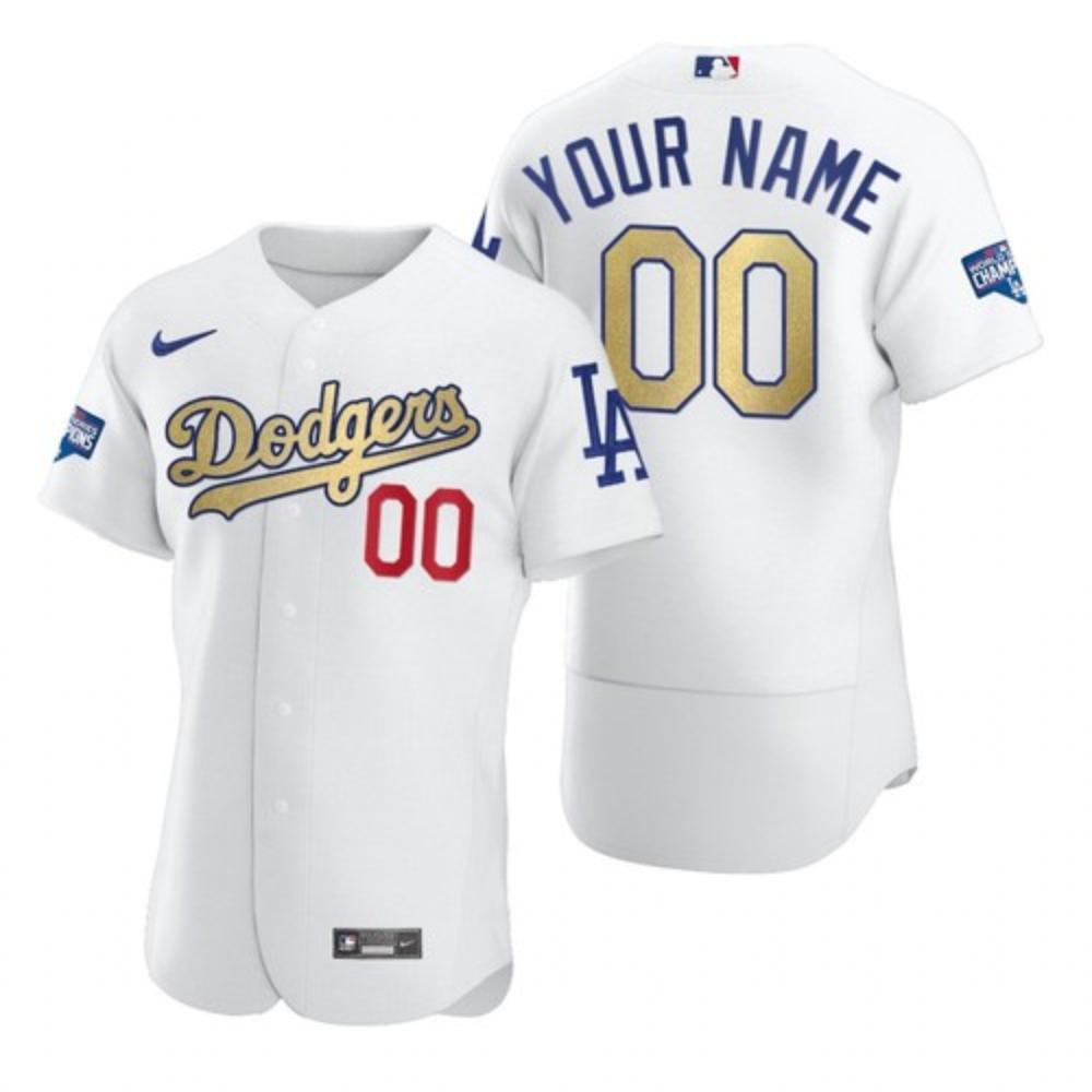 Mens 2021 Gold Program Custom Jersey Los Angeles Dodgers White