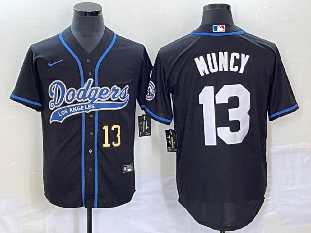 Mens 2023 Dodgers 13 Max Muncy Black Cool Baseball Jersey