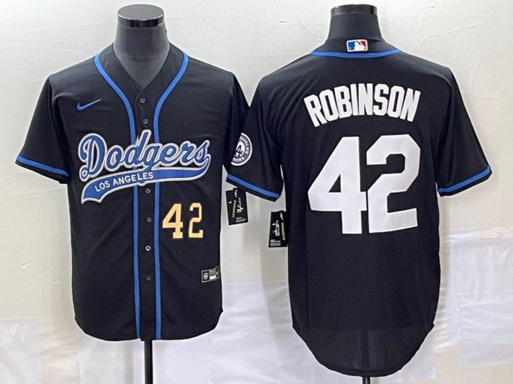 Mens 2023 Dodgers 42 Jackie Robinson Black Cool Baseball Jersey 1