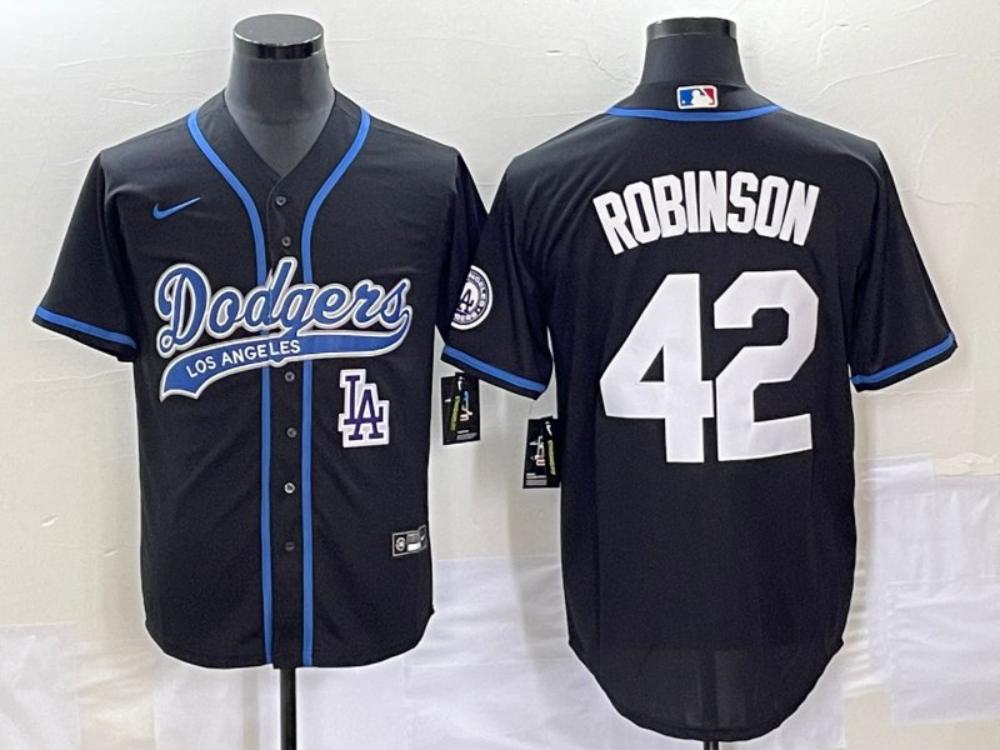 Mens 2023 Dodgers 42 Jackie Robinson Black Cool Baseball Jersey 3