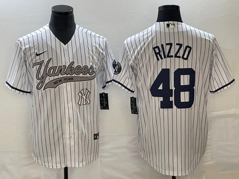 Mens 2023 Yankees 48 Anthony Rizzo Cool Baseball Jersey White