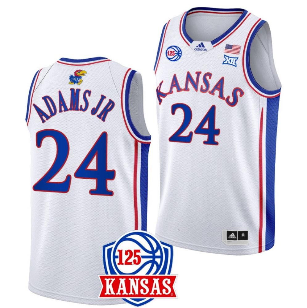 Mens 24 Kj Adams Jr Kansas Jayhawks College Basketball White Jersey