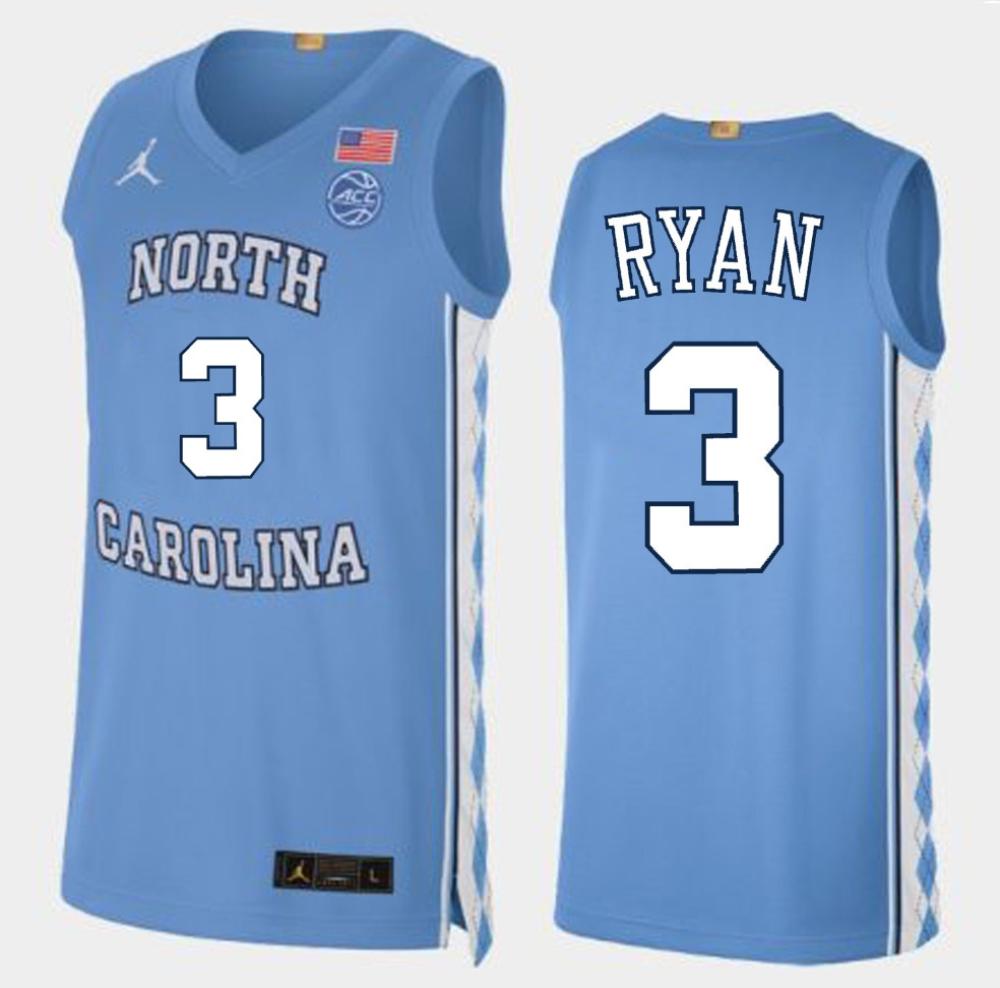 Mens 3 Cormac Ryan North Carolina Tar Heels College Basketball Jersey