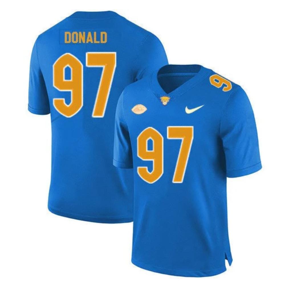 Mens Aaron Donald 97 Pitt Panthers College Football Jersey Light Blue