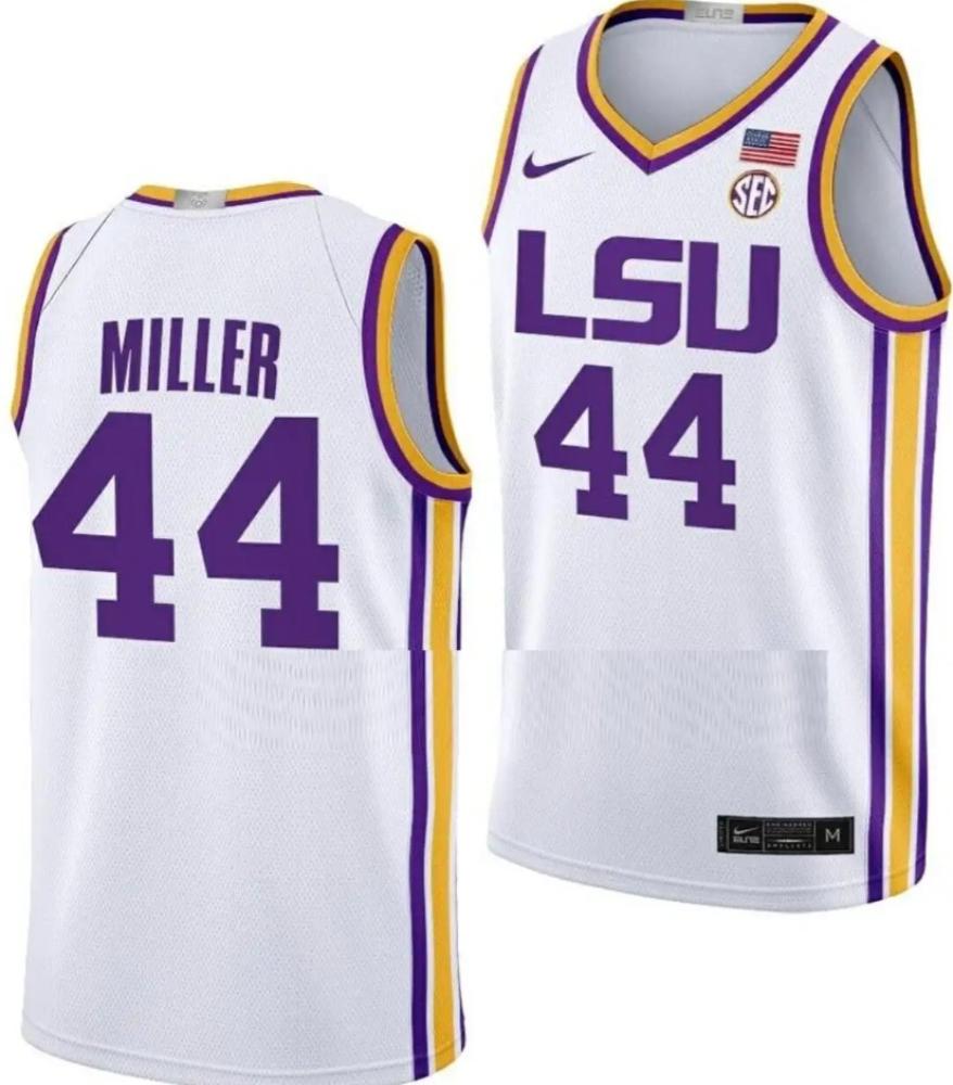 Mens Adam Miller Jersey 44 Lsu Tigers College Basketball Limited White