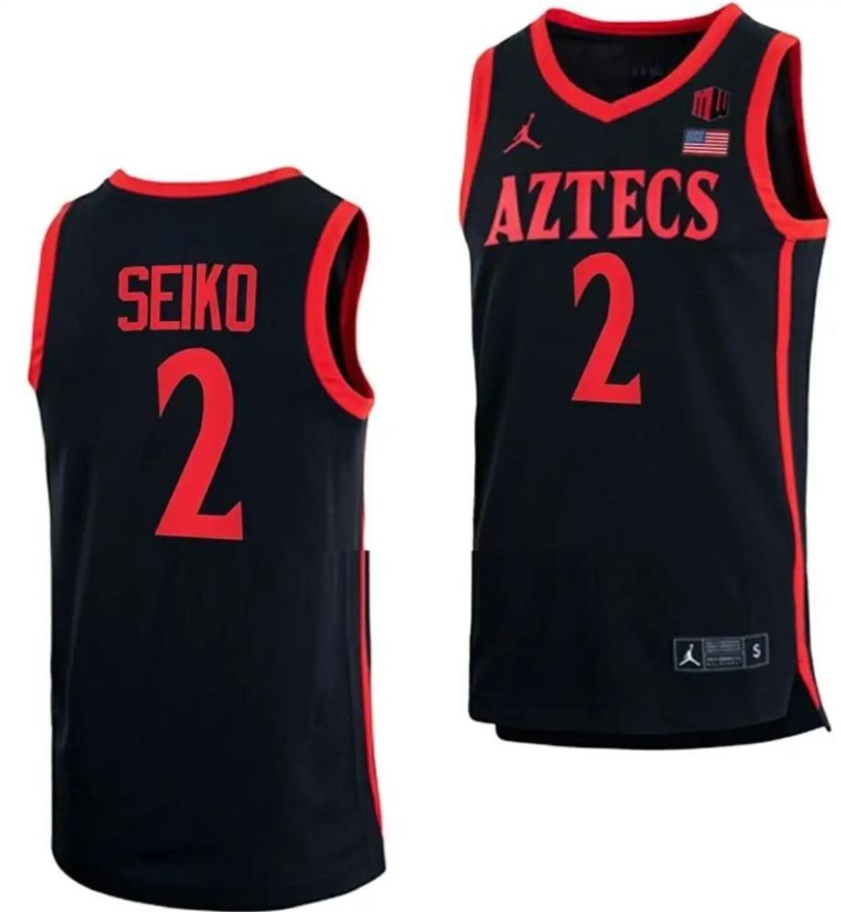 Mens Adam Seiko Jersey 2 San Diego State Aztecs College Basketball Black