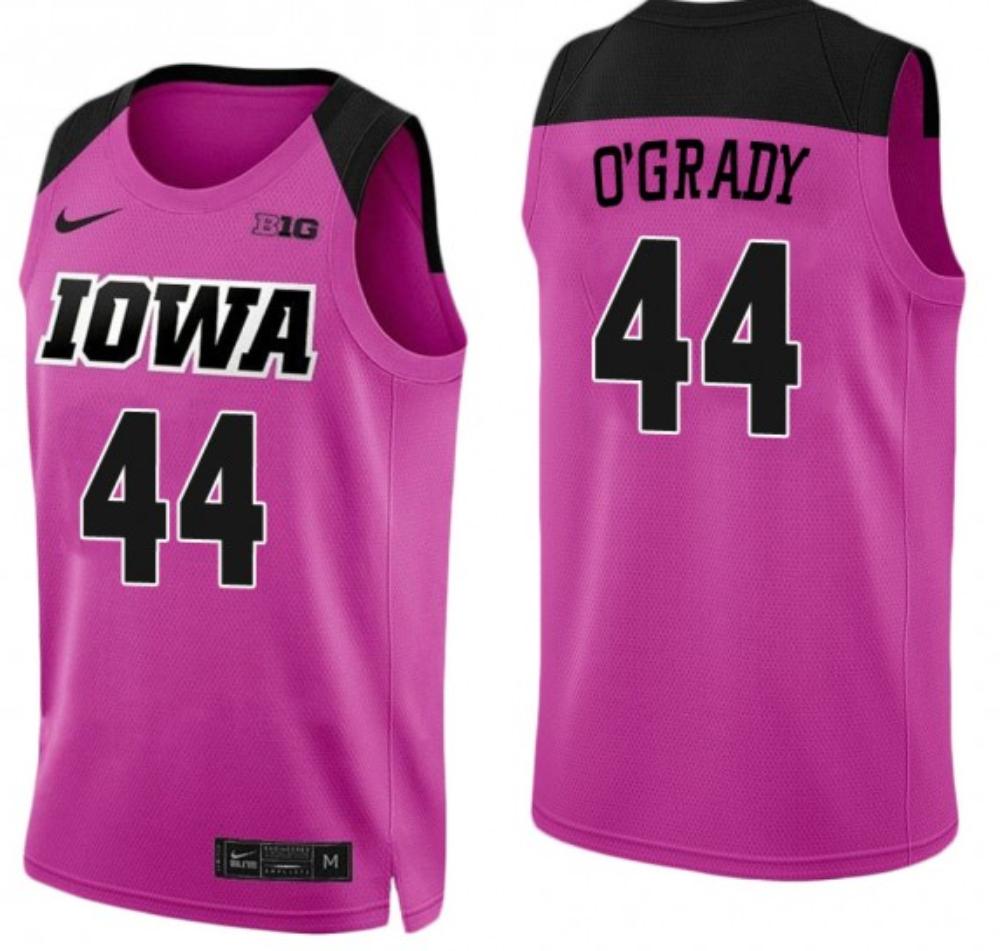 Mens Addison Ogrady Iowa Hawkeyes Pink Basketball Jersey