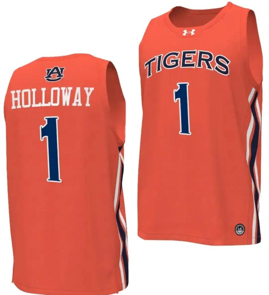 Mens Aden Holloway Jersey 1 Auburn Tigers College Basketball Replica Orange