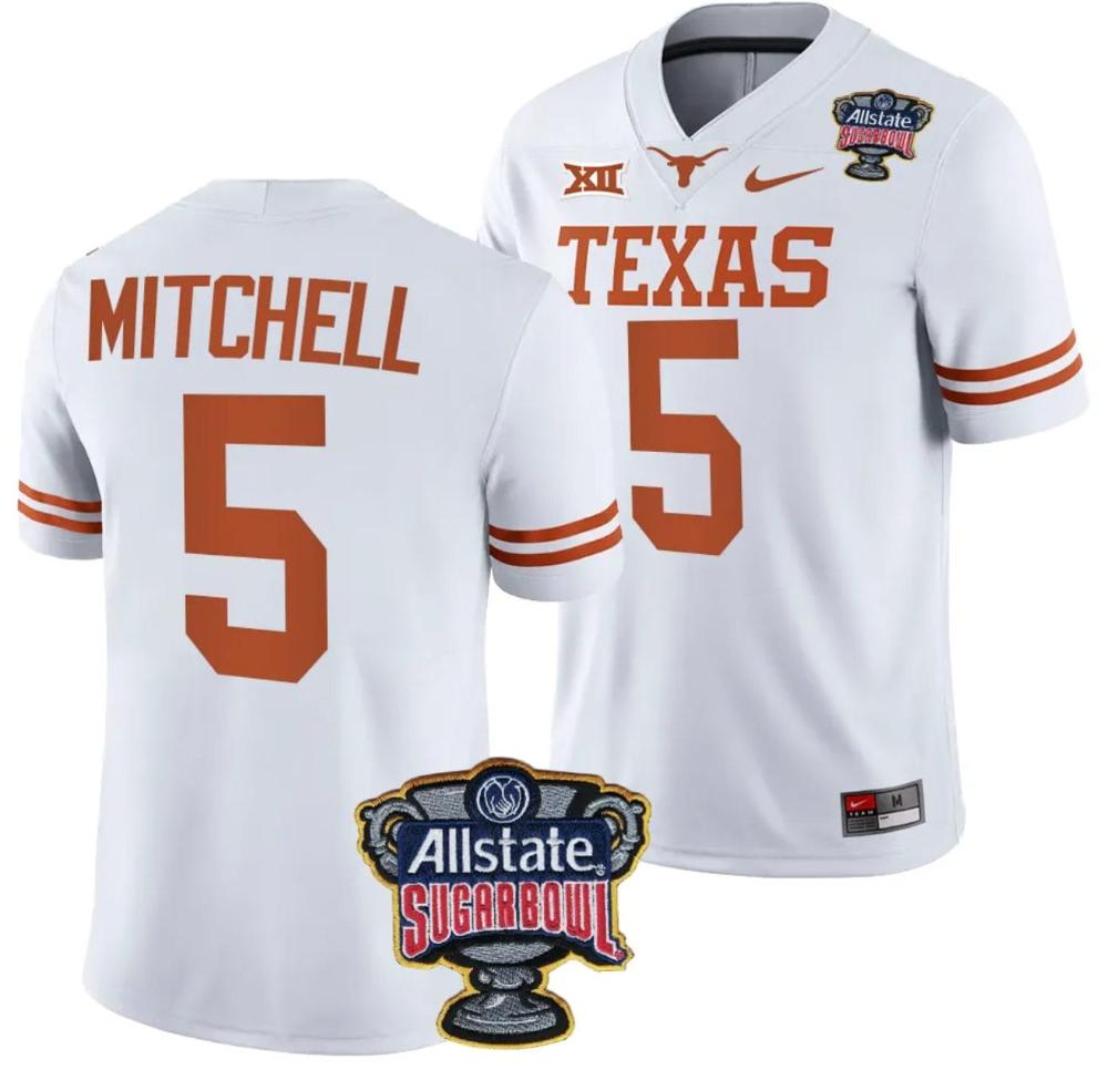 Mens Adonai Mitchell Jersey 5 Texas Longhorns Allstate Sugar Bowl Patch 2024