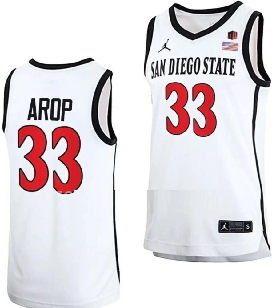 Mens Aguek Arop Jersey San Diego State Aztecs Basketball Home White 33