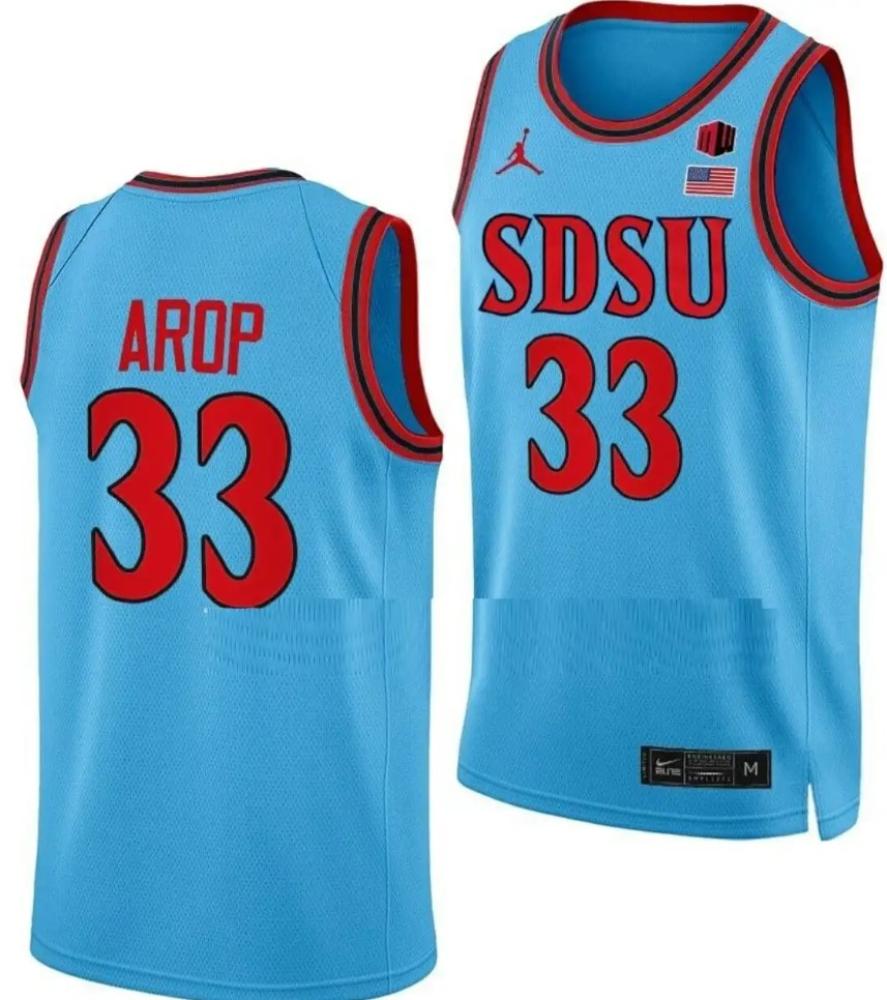 Mens Aguek Arop Jersey San Diego State Aztecs College Basketball Blue 33