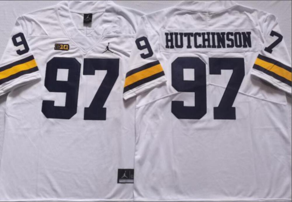 Mens Aiden Hutchinson 97 Michigan Wolverines Limited Jersey White