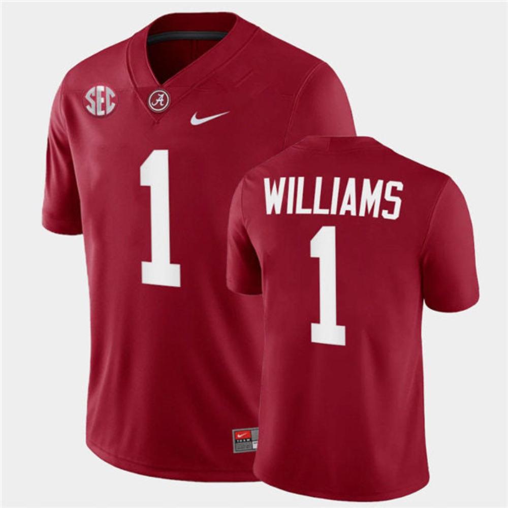 Mens Alabama Crimson Tide 1 Jameson Williams Football Jersey Red