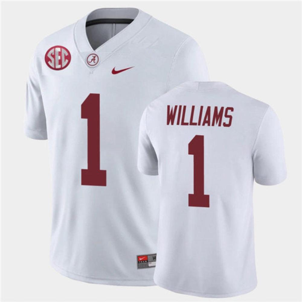 Mens Alabama Crimson Tide 1 Jameson Williams Football Jersey White