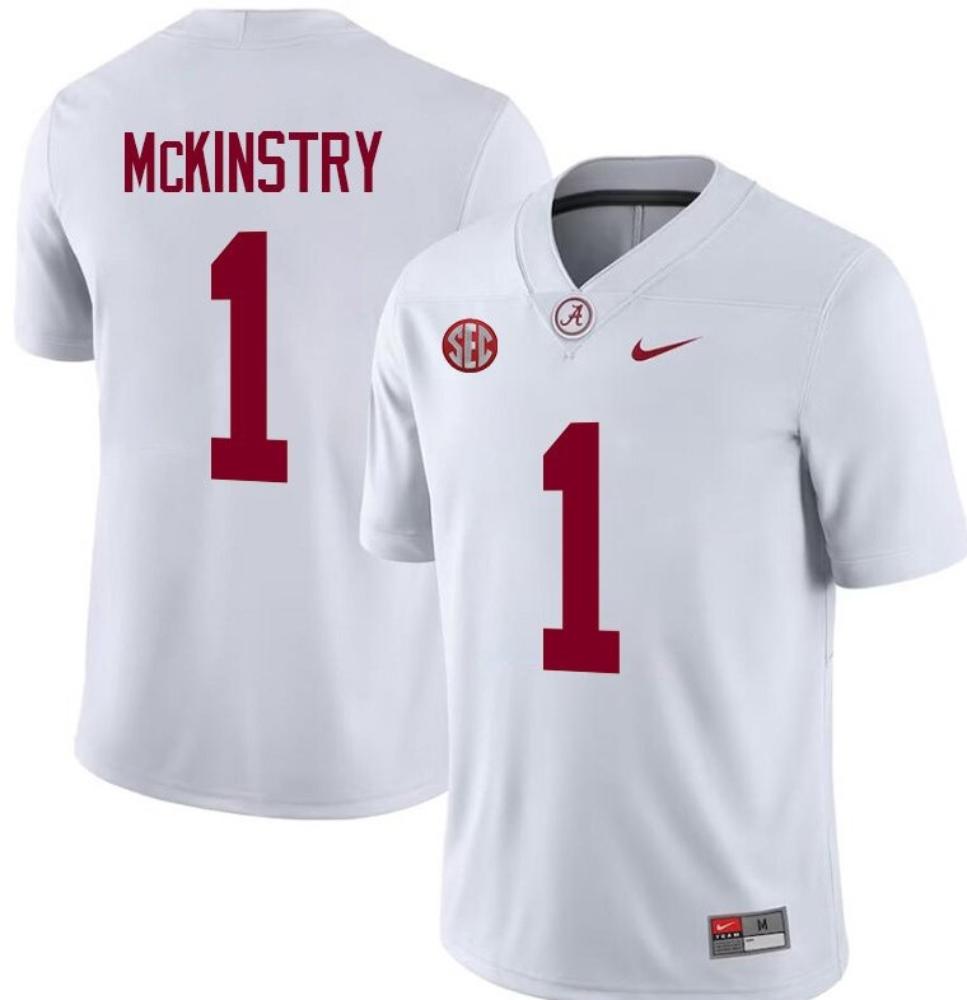 Mens Alabama Crimson Tide 1 Kool aid Mckinstry White Stitched Jersey