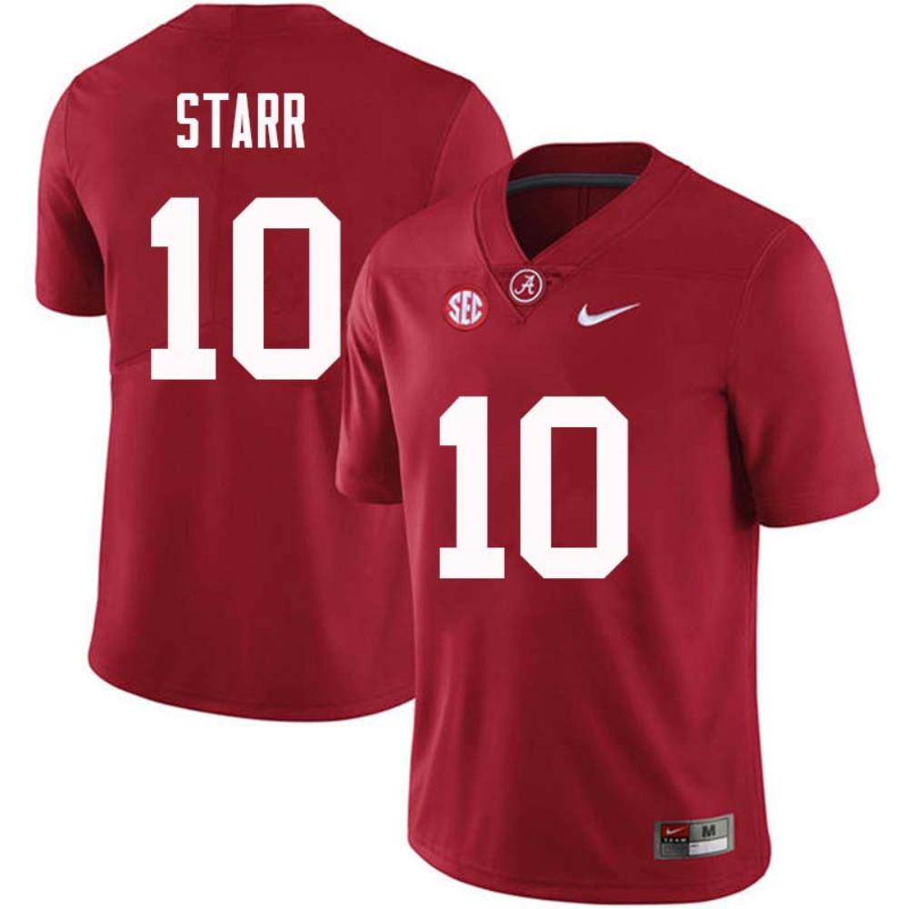 Mens Alabama Crimson Tide 10 Bart Starr Football Jersey Red