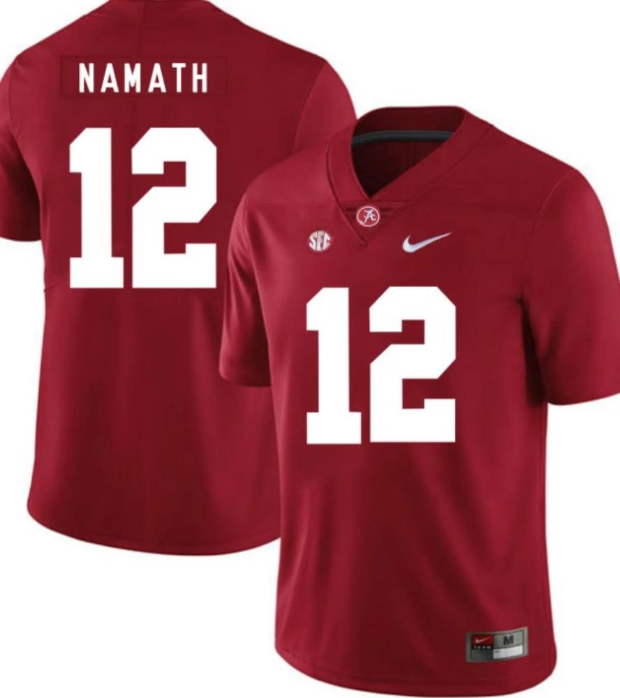 Mens Alabama Crimson Tide 12 Joe Namath College Football Red Jersey