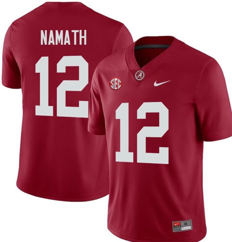 Mens Alabama Crimson Tide 12 Joe Namath Red Stitched Jersey