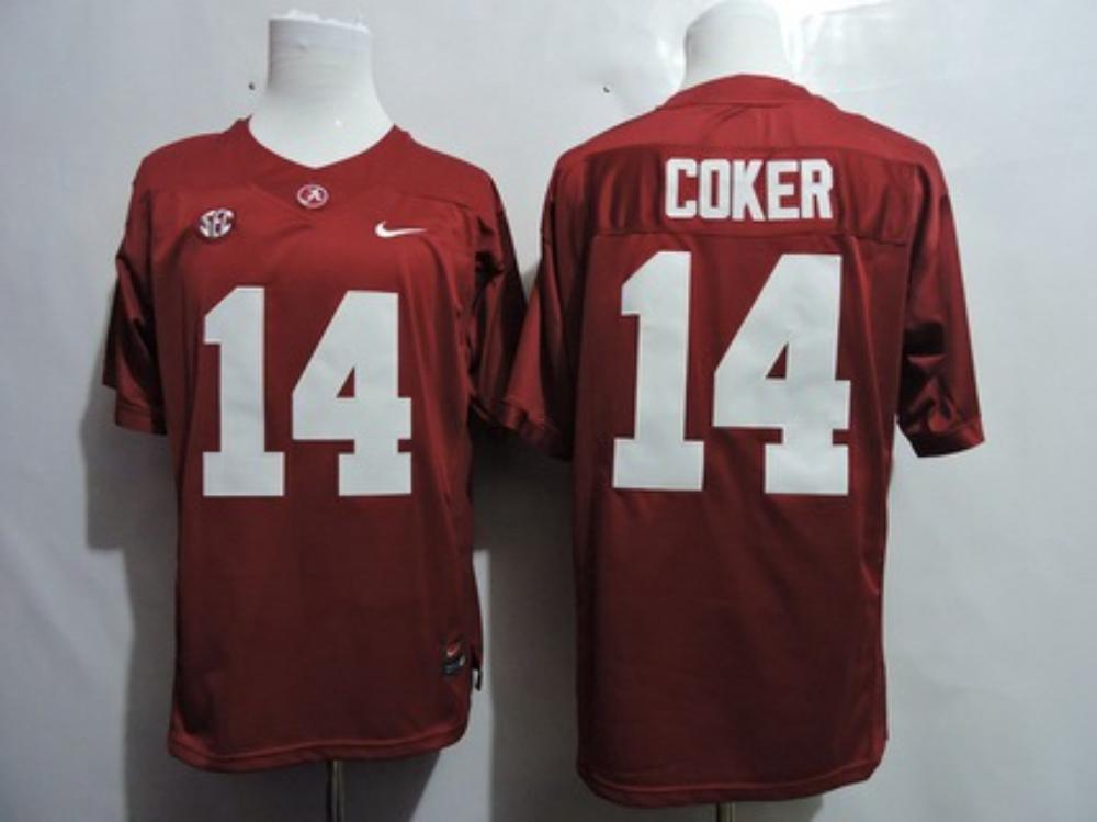 Mens Alabama Crimson Tide 14 Jake Coker Red Ncaa Jersey