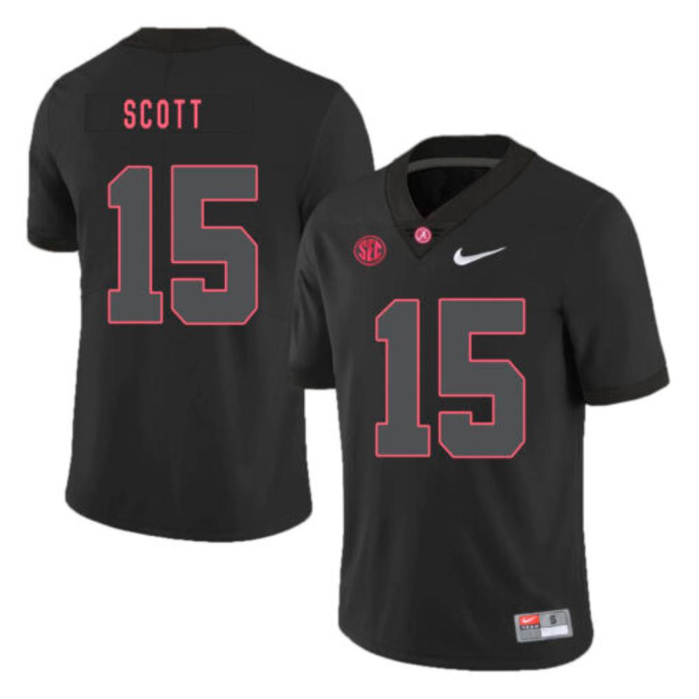 Mens Alabama Crimson Tide 15 Jk Scott College Football Jersey Black