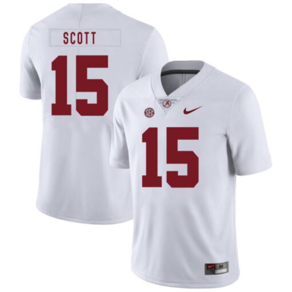 Mens Alabama Crimson Tide 15 Jk Scott College Football Jersey White