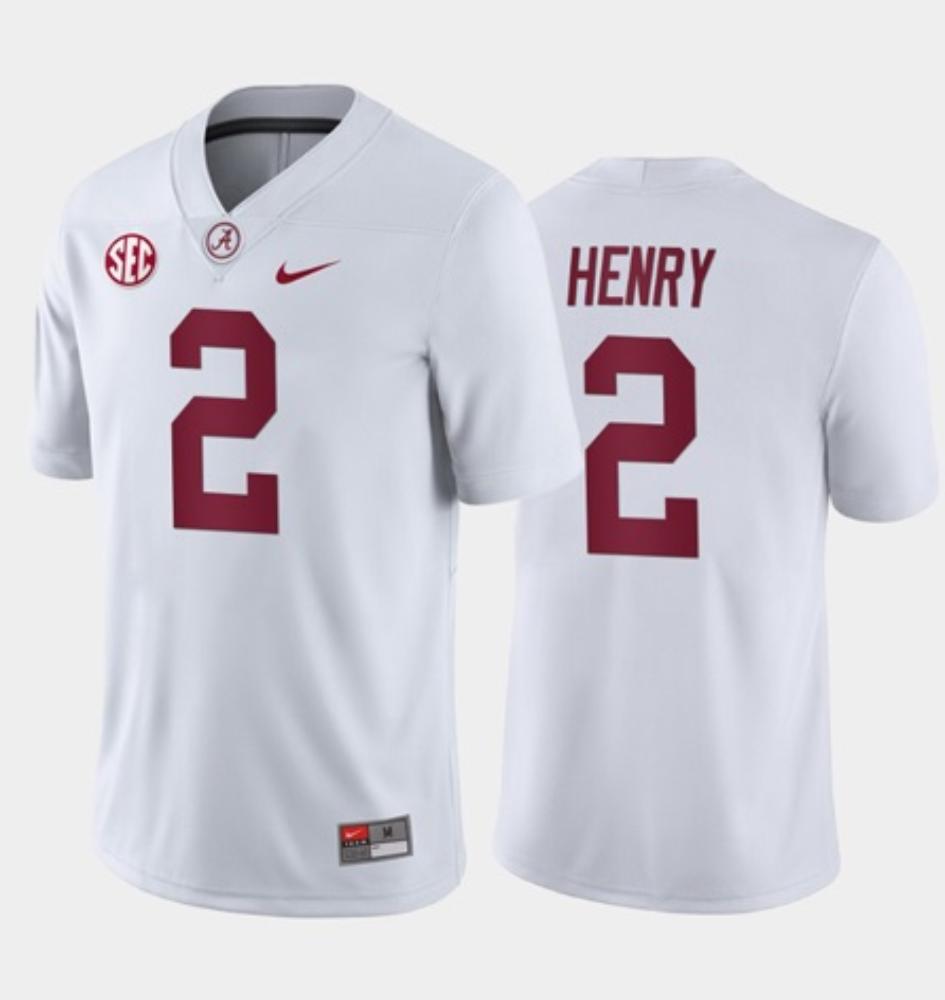 Mens Alabama Crimson Tide 2 Derrick Henry Color Stitched Jersey White