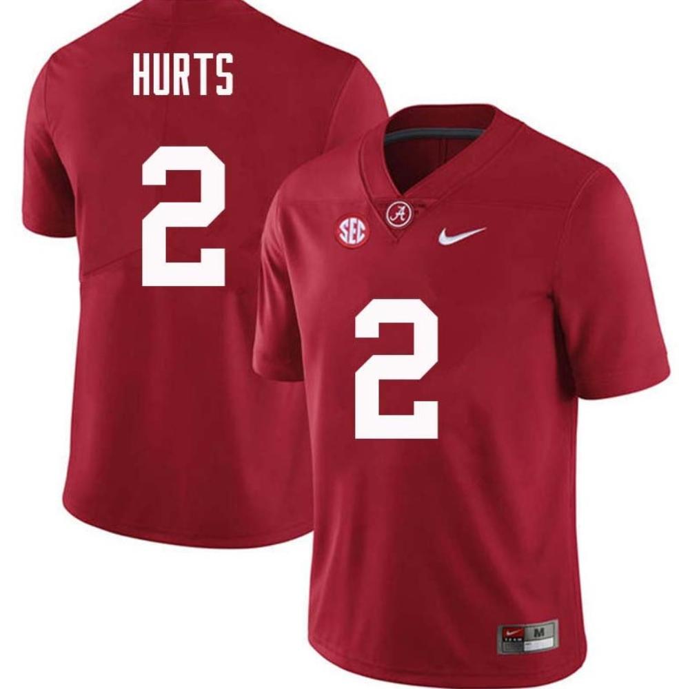 Mens Alabama Crimson Tide 2 Jalen Hurts College Football Jersey Red