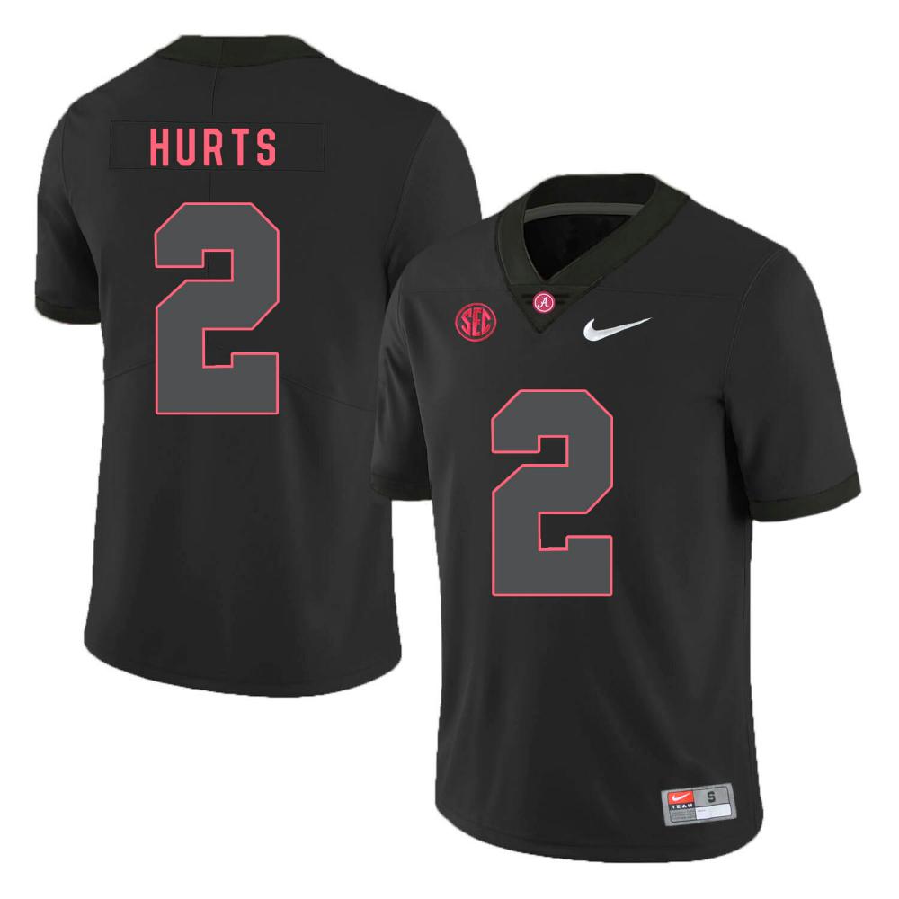 Mens Alabama Crimson Tide 2 Jalen Hurts Jersey College Black