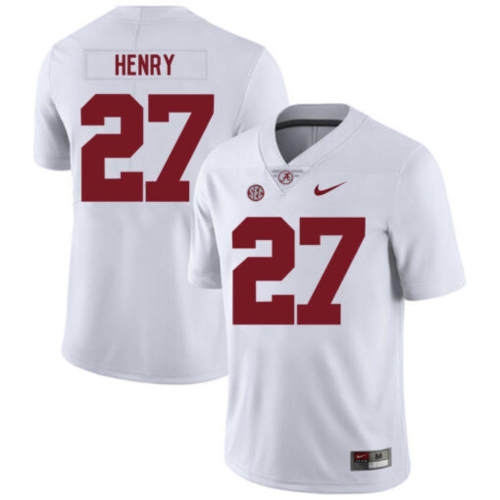 Mens Alabama Crimson Tide 27 Derrick Henry College Football Jersey White