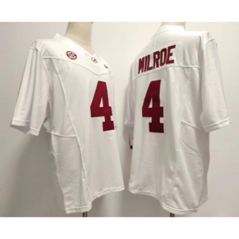 Mens Alabama Crimson Tide 4 Jalen Milroe White Limited Ncaa Jersey