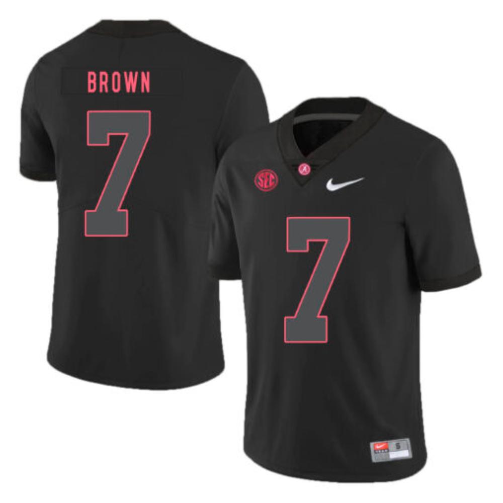 Mens Alabama Crimson Tide 7 Tony Brown College Football Jersey Black