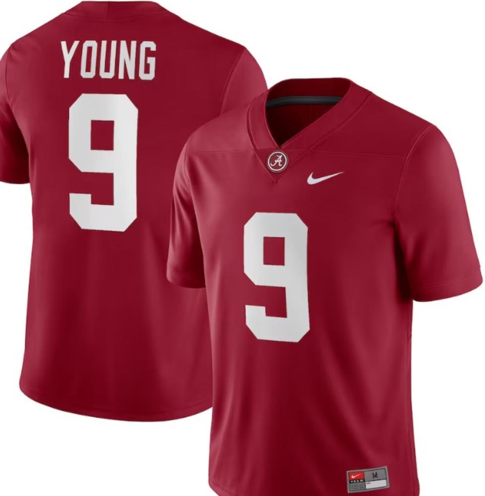 Mens Alabama Crimson Tide 9 Bryce Young Football Game Jersey Crimson