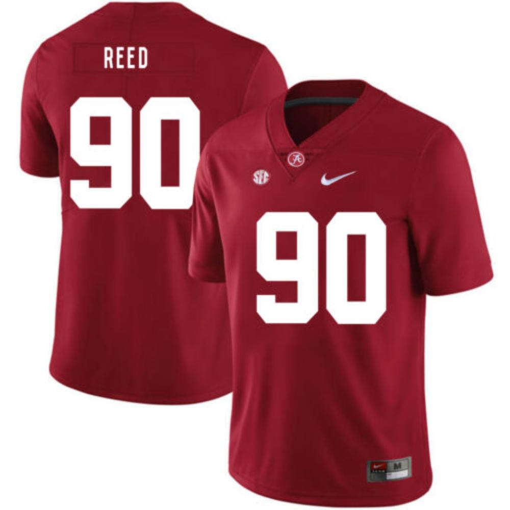 Mens Alabama Crimson Tide 90 Jarran Reed College Football Jersey Red