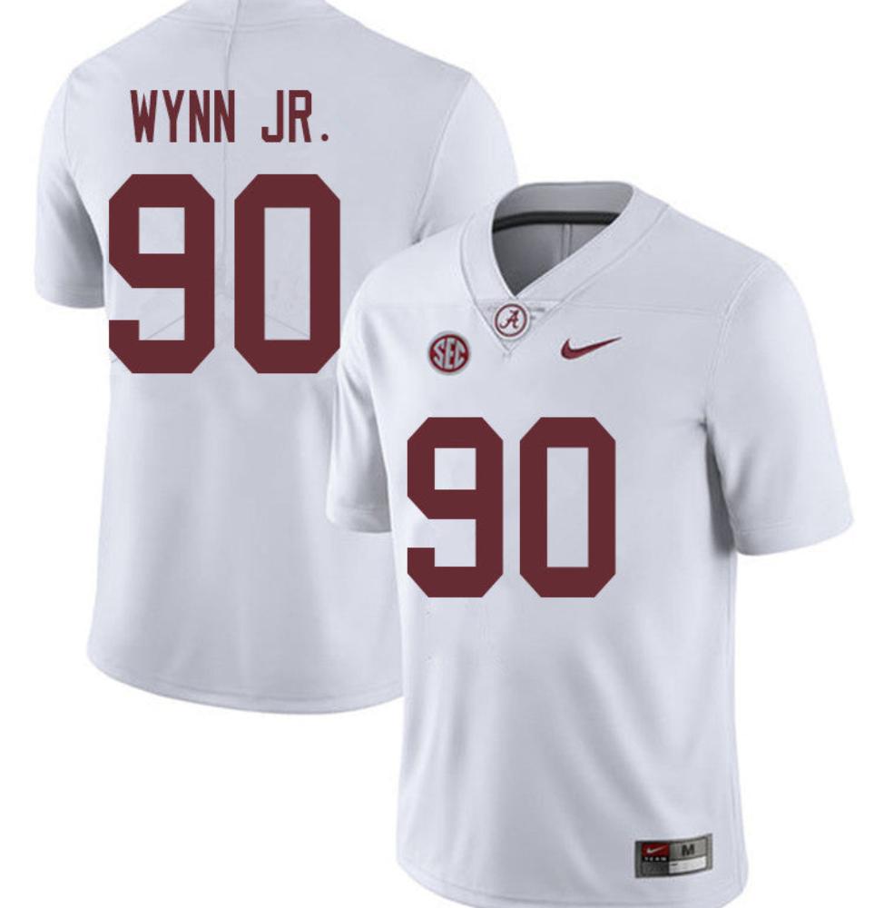 Mens Alabama Crimson Tide 90 Stephon Wynn Jr Football Jersey White