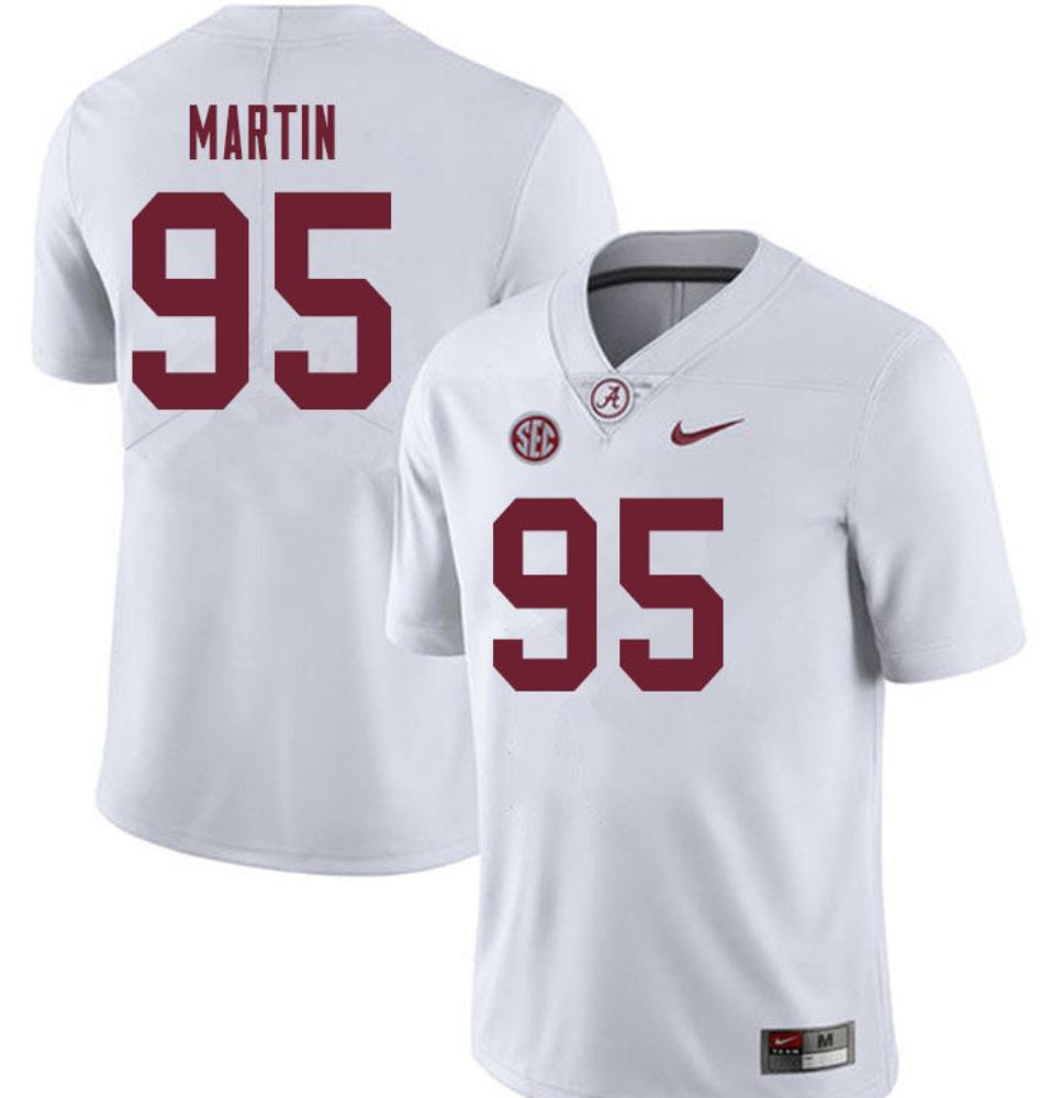 Mens Alabama Crimson Tide 95 Jack Martin Football Jersey White