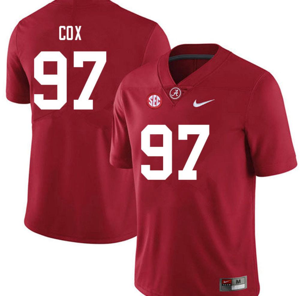 Mens Alabama Crimson Tide 97 Keelan Cox Football Jersey Red