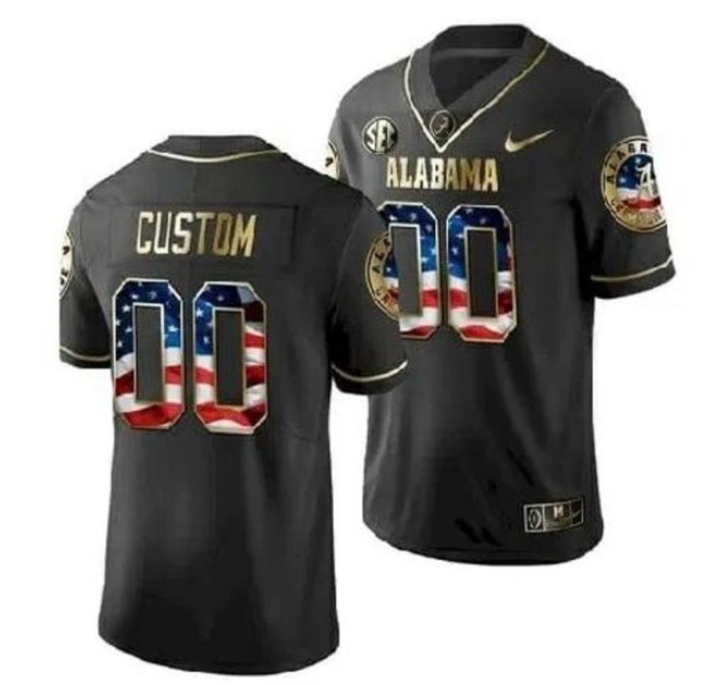 Mens Alabama Crimson Tide Custom Football Black Jersey