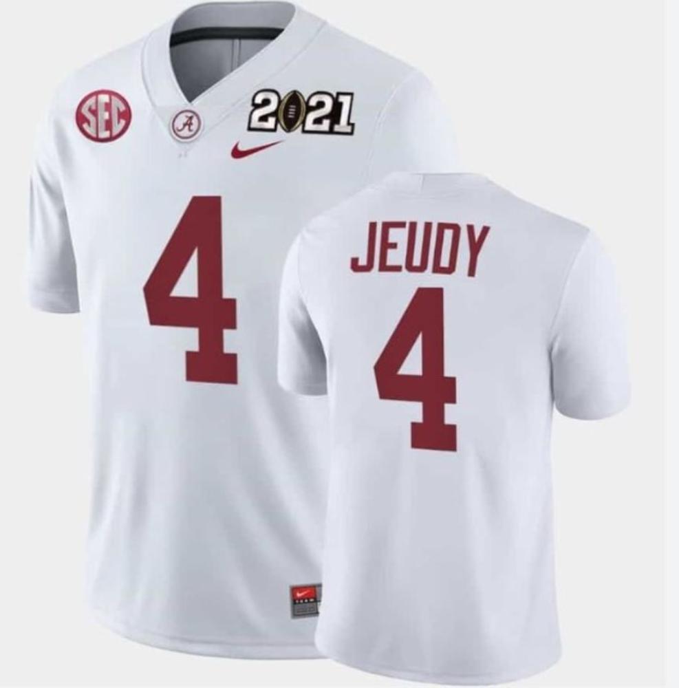 Mens Alabama Crimson Tide Jerry Jeudy 2021 National Championship White 4