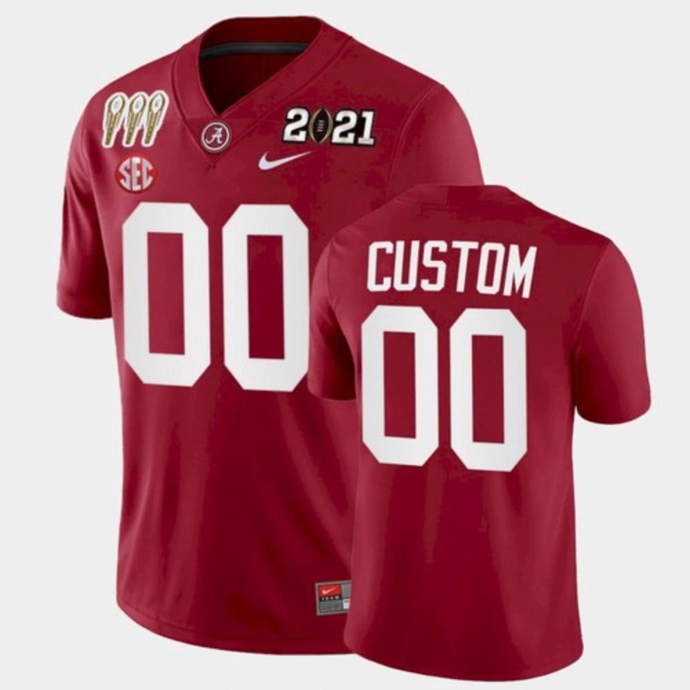 Mens Alabama Crimson Tide Mens Custom 00 Red Championship Jersey