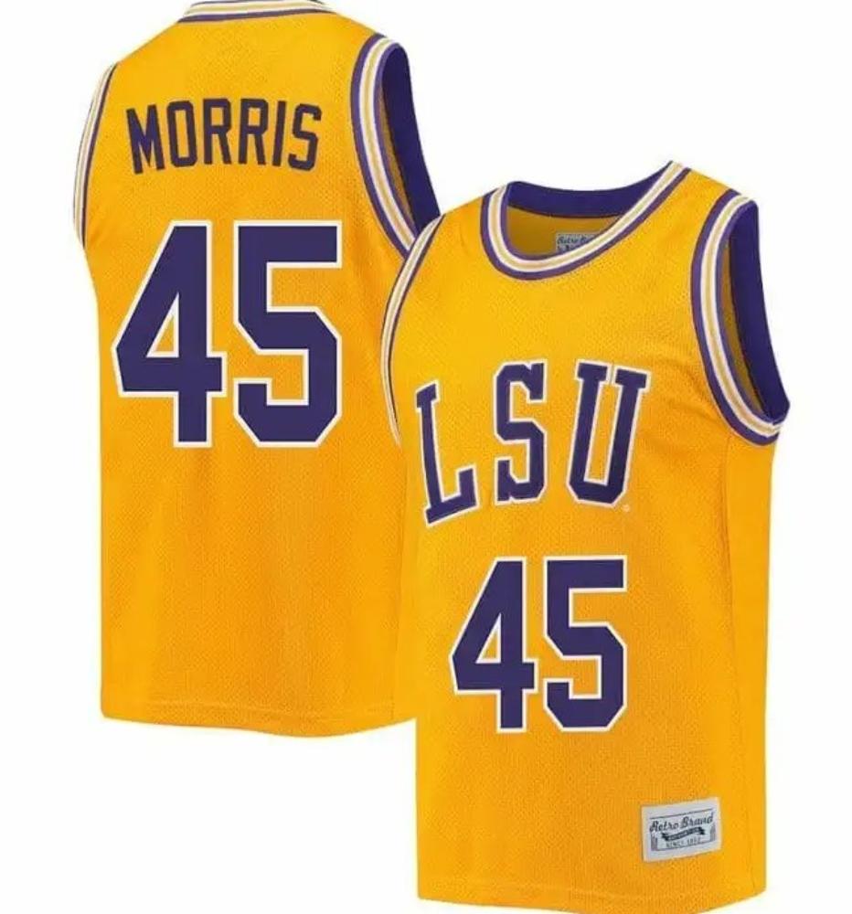 Mens Alexis Morris Jersey Lsu Tigers Basketball 2023 Ncaa Retro Gold 45