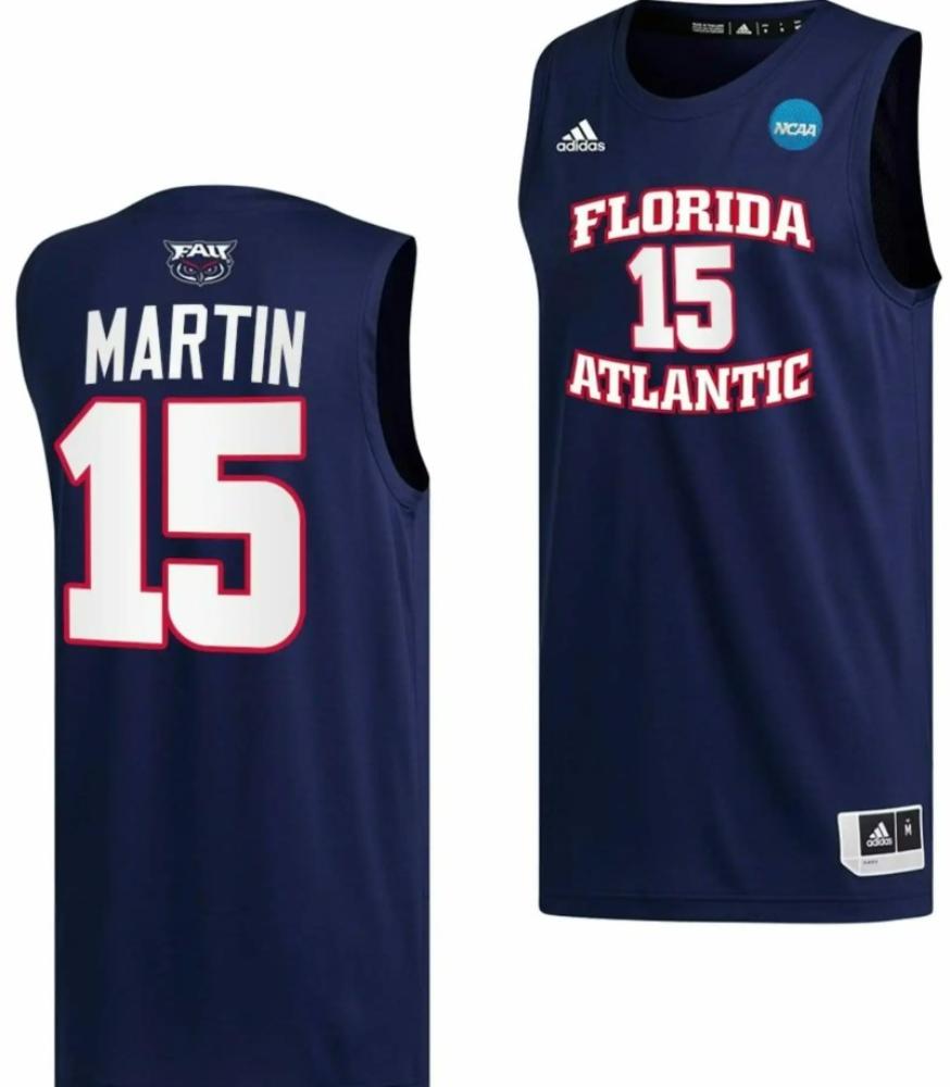 Mens Alijah Martin Jersey Fau Owls College Ncaa March Madness Navy 15