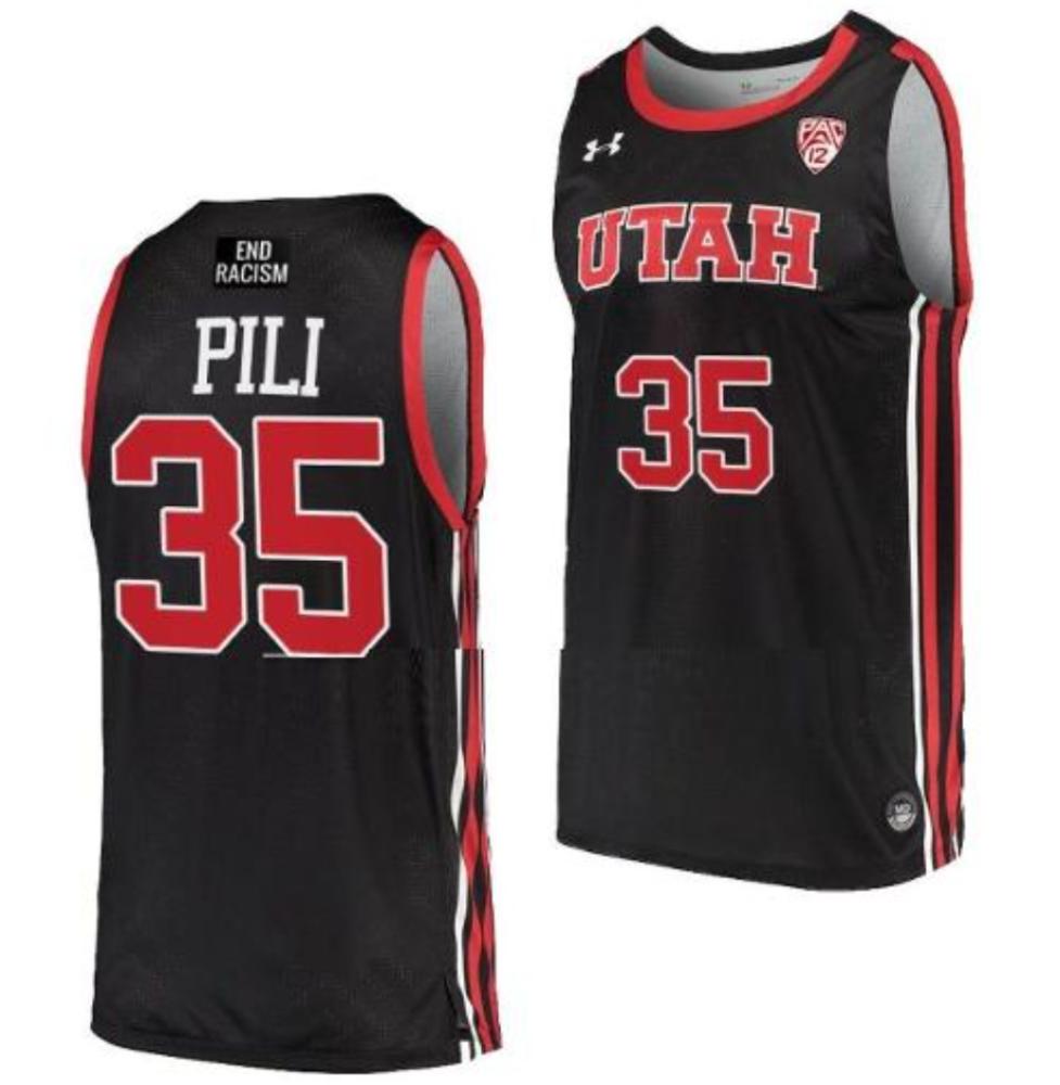 Mens Alissa Pili 35 Black Jersey Utah Utes College Basketball Jersey