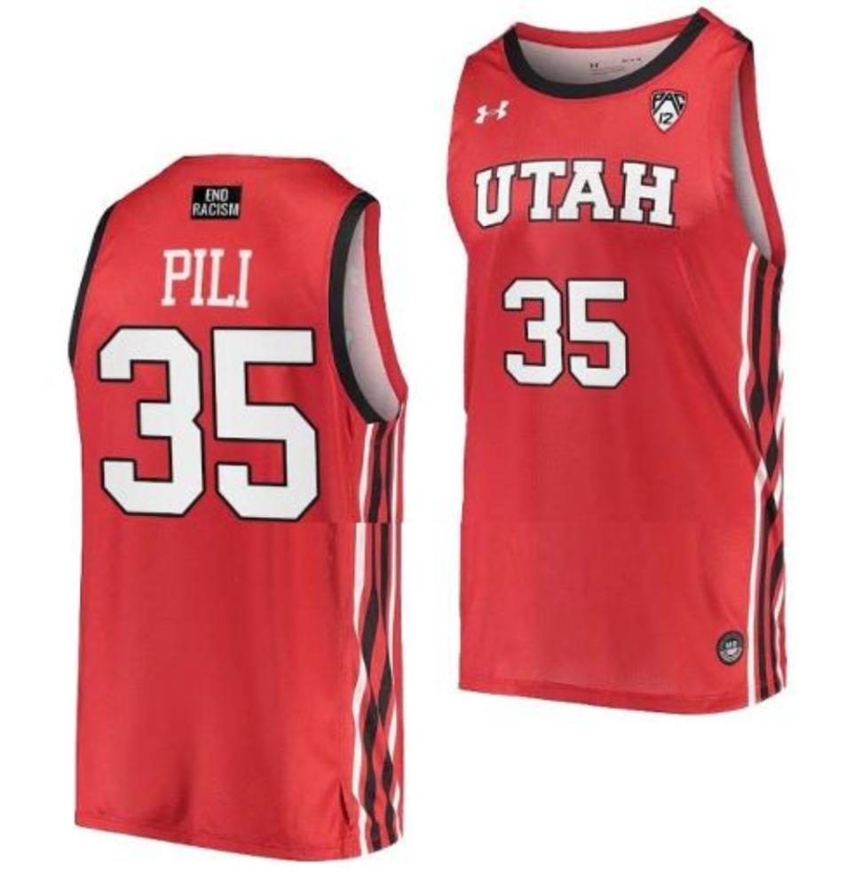 Mens Alissa Pili 35 Red Jersey Utah Utes College Basketball Jersey
