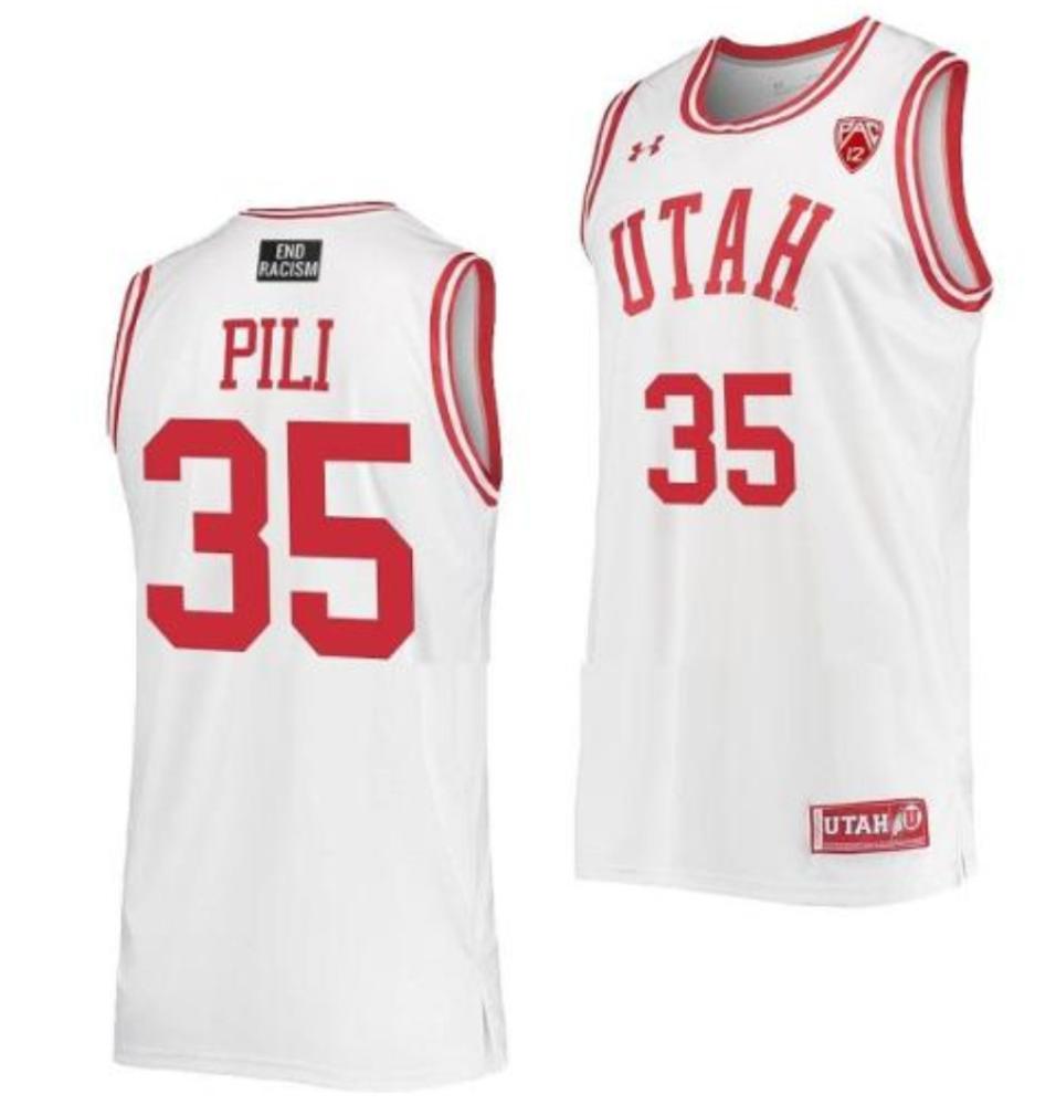 Mens Alissa Pili 35 White Jersey Utah Utes College Basketball Jersey