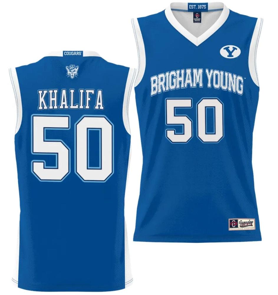 Mens Aly Khalifa Jersey 50 Byu Cougars Nil Basketball College Jersey Lightwei