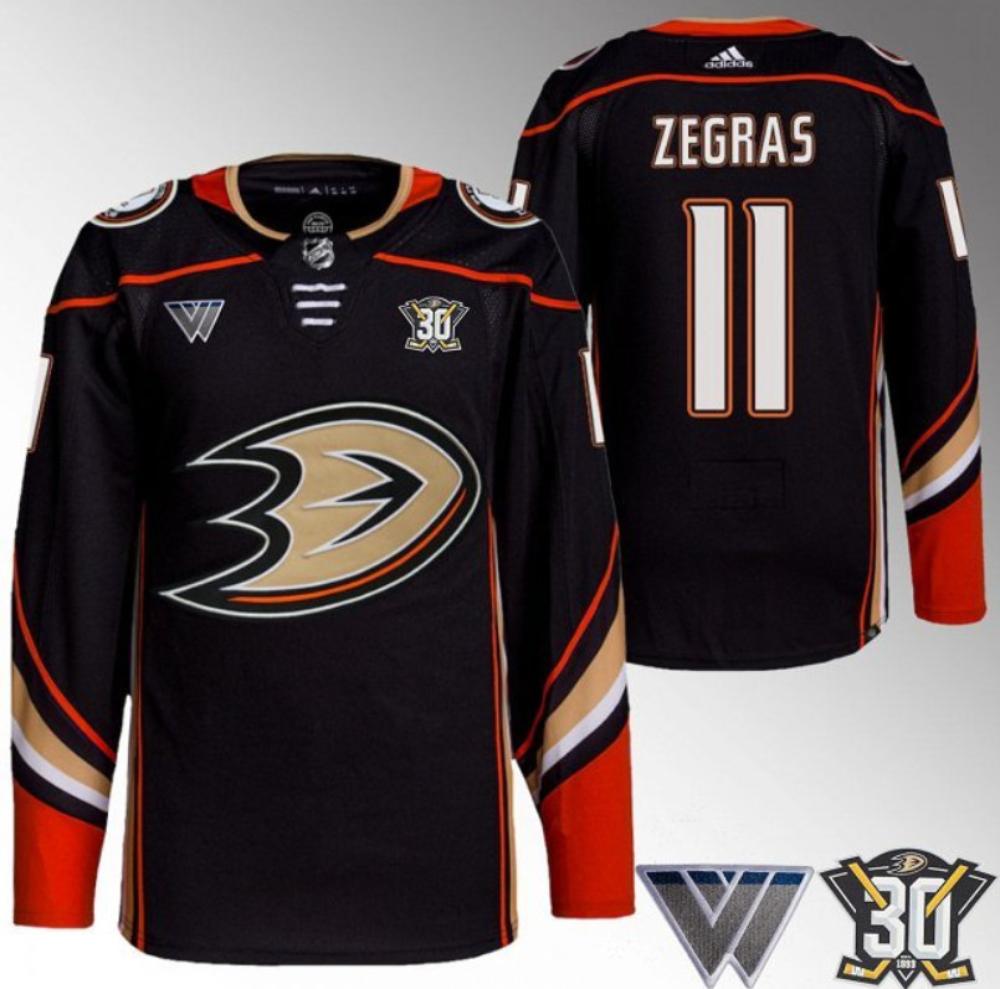 Mens Anaheim Ducks 11 Trevor Zegras Hockey Jersey Black All Stitched